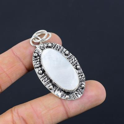 925 Silver Mother Of Pearl Gemstone Engagement Wedding Unique Handmade Pendant