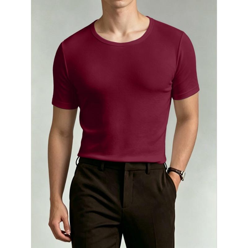 Men S Solid Color Short Sleeve T Shirt Loose Fit Korean Style