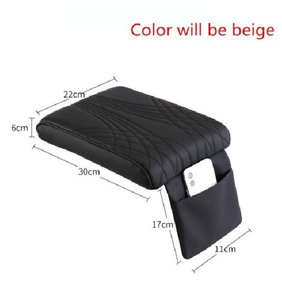 Car Armrest Pad Cover PU Leather Center Console Box Cushion Mat Protector Beige