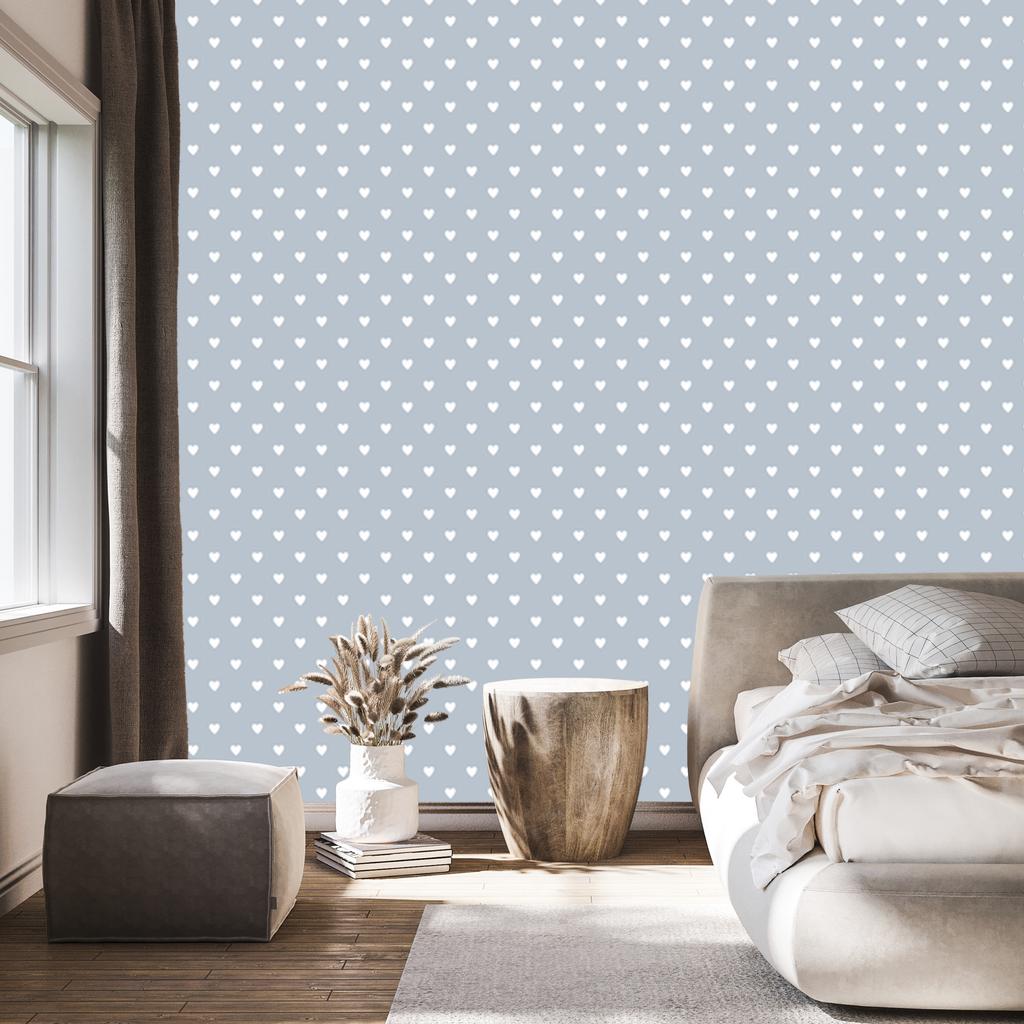 Heart Wallpaper Light Gray and White 50x1000