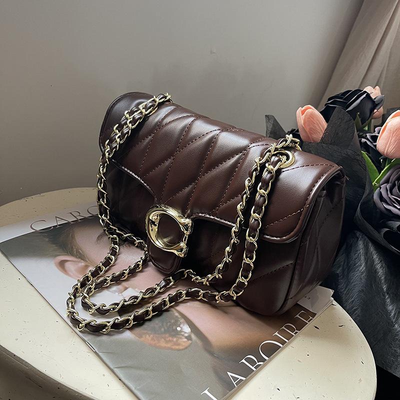Korean-Style Women's Trendy Single Shoulder Bag - Fashionable, Versatile, Diamond Lattice Chain, Small Fragrance Style for Commuting