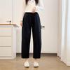 2026 Spring High Waist Plus Size Elastic Cropped Pants for Women: Slimming, Casual Banana Style