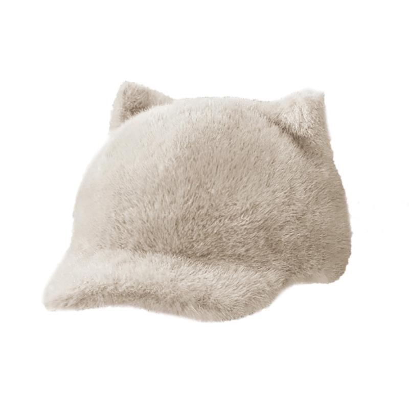 

Kitten Baseball Hat for Girls Women Ear Furry Casual Hat for Sports Gym Mountain Camping Hat Outdoor Activity бежевий