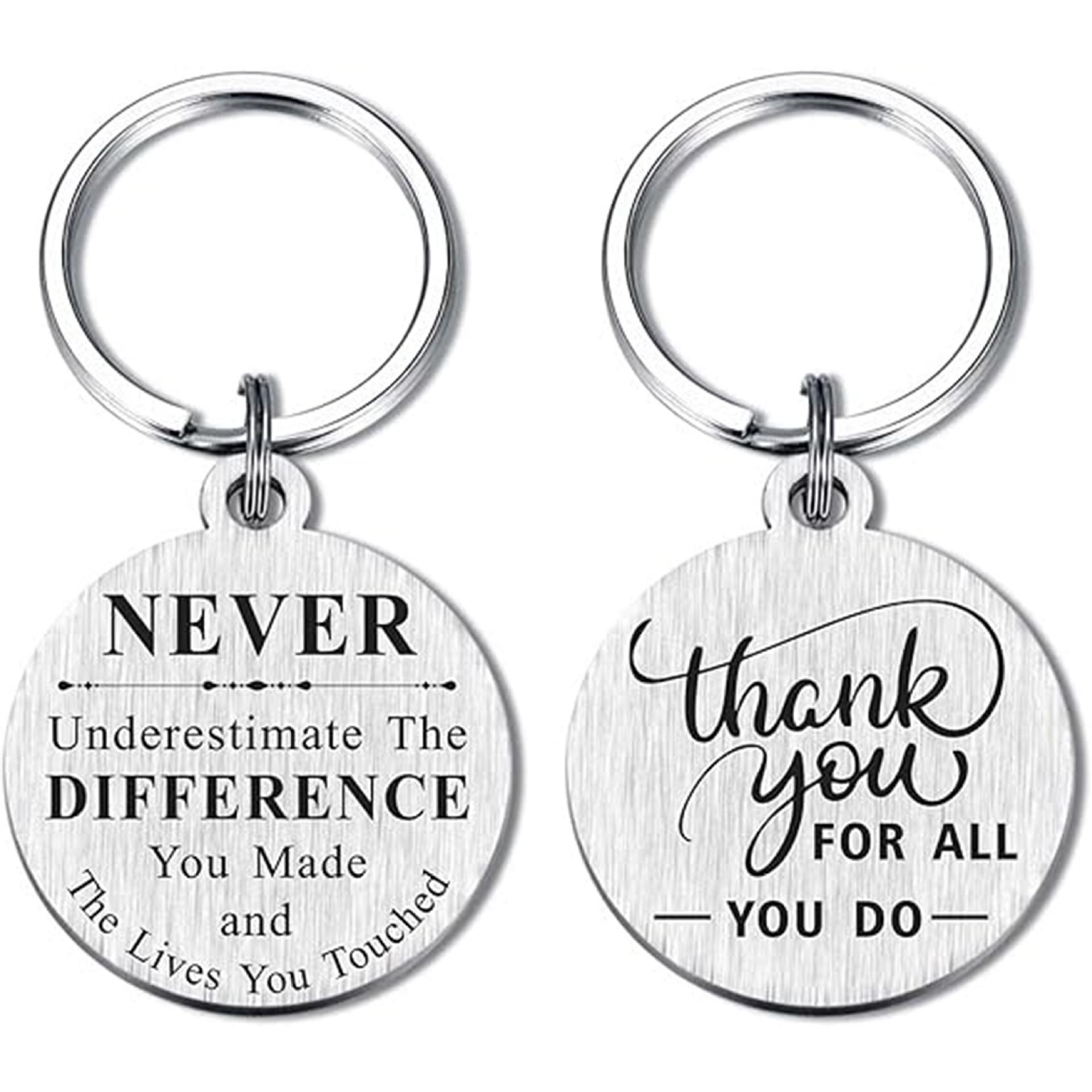 

Thank You Stainless Steel Keychain Double Sided Laser Design Fashion Pendant Practical Thanksgiving Festival Gift opp bag packaging