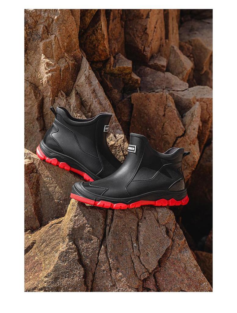 Men's Waterproof Non-Slip Rubber Rain Boots - Short, Wear-Resistant for Outdoor and Casual Use