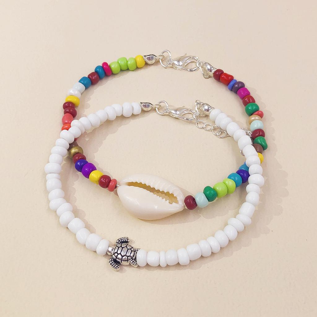 New Shell Multi-layer Bracelet, Ethnic Style Rice Bead Turtle Double-layer Bracelet
