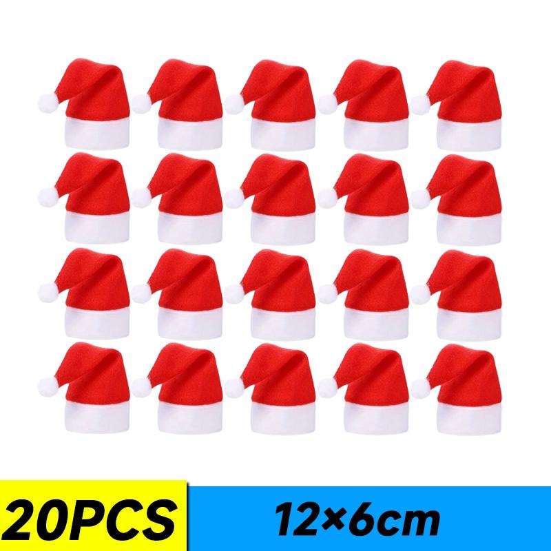 100 buc pălării de Crăciun pentru decorațiuni de masă pălărie de Crăciun petrecere de familie pălărie mică de Crăciun furculiță cuțit suport sac cadouri de Anul Nou