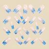 24PCS Ocean Theme False Nails with Blue Tip Easy Effortless Application To Nails for Women and Girl Nail Salon
