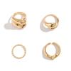 IngeSight.Z 4Pcs Punk Adjustable Open Gold Color Ring Fashion Smooth Metal Ring Set Women's Aesthetics Party Jewelry