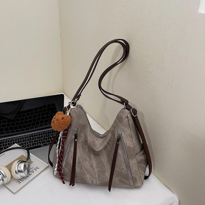 

Вместительная ретро-сумка-тоут женская 2025 осень новая работа для поездок на работу и учебу сумка-мессенджер повседневный рюкзак серый