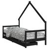 Kids Bed with Drawers Black 80x200 cm Solid Pine Wood
