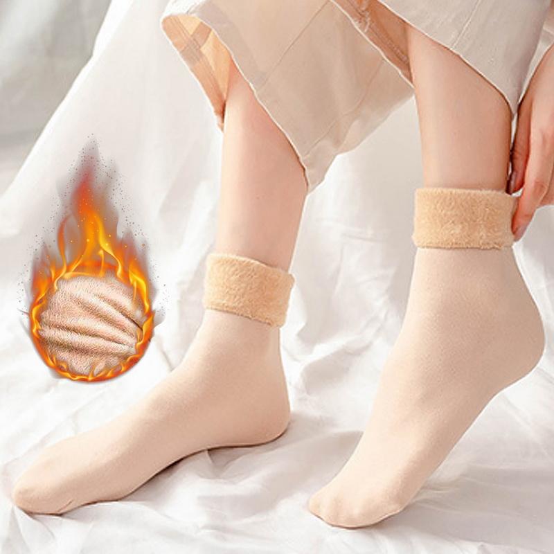 

Men Women Socks Winter Warm Snow Socks Thickened Socks Add Velvet Solid Lolita Dew Ankle Bare Leg Happy Fun Harajuku Sox one size EUR36-43 бежевый