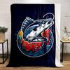 Jumping Fish Illustration with Ocean Waves - Flannel blanket for bedroom, living room, sofa, and nap sofas.