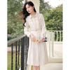 Sishui Nianhua Women's Elegant Long-Sleeve Midi Shirt Dress