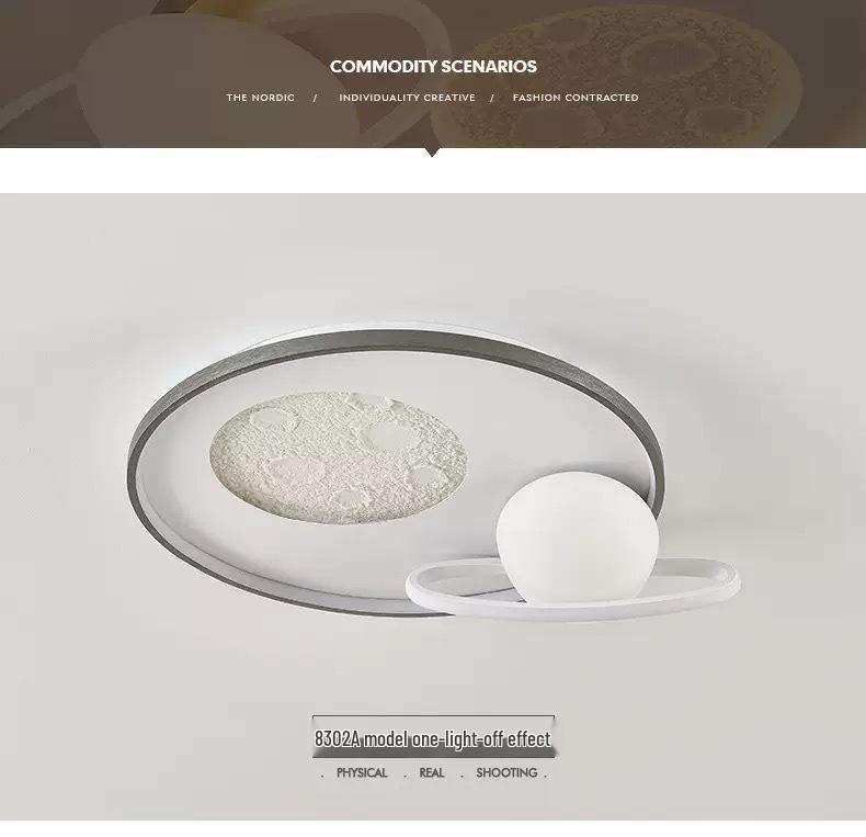 Modern Minimalist Nordic Ceiling Light - Full Spectrum Moon & Starry Sky Design for Master and Children's Bedrooms