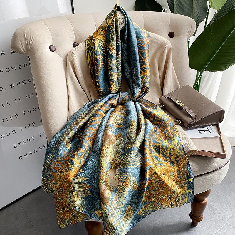 new 180*90cm fashion muffler Women Silk Winter Scarf Luxury Design Print Lady Beach Shawl Fashion Smooth Foulard Female Hijab