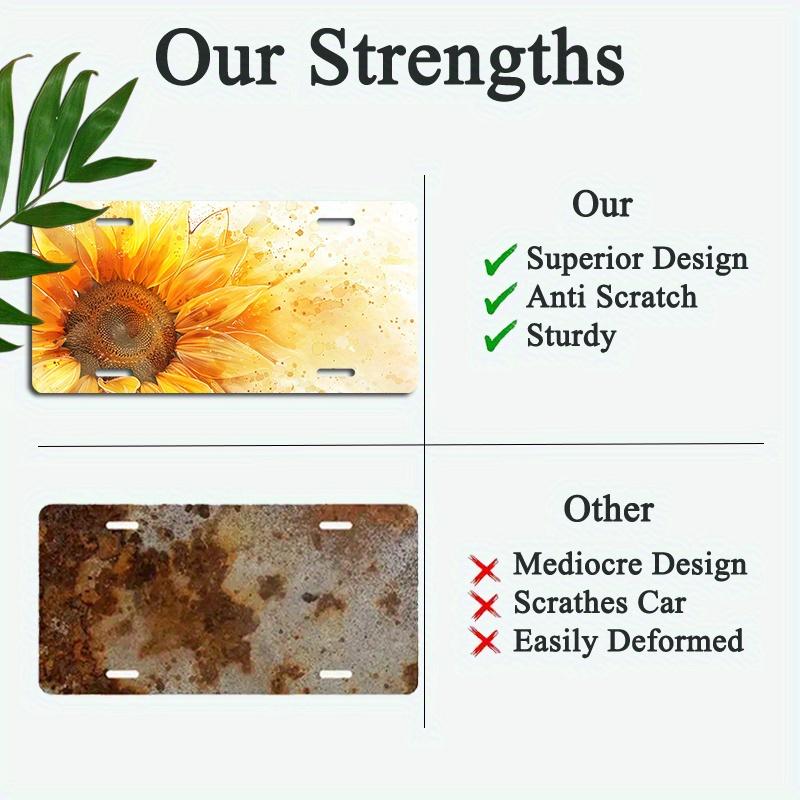D Flat Sunflower License Plate Number Plate Decorative Cover Car Decorative Accessory (xcm) for Decorative Use Only