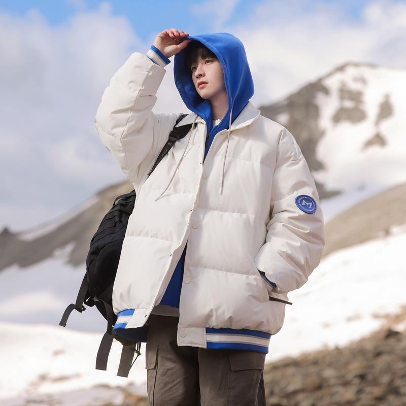 

Couples thickened warm winter new design sense, niche fake two white duck down jackets M