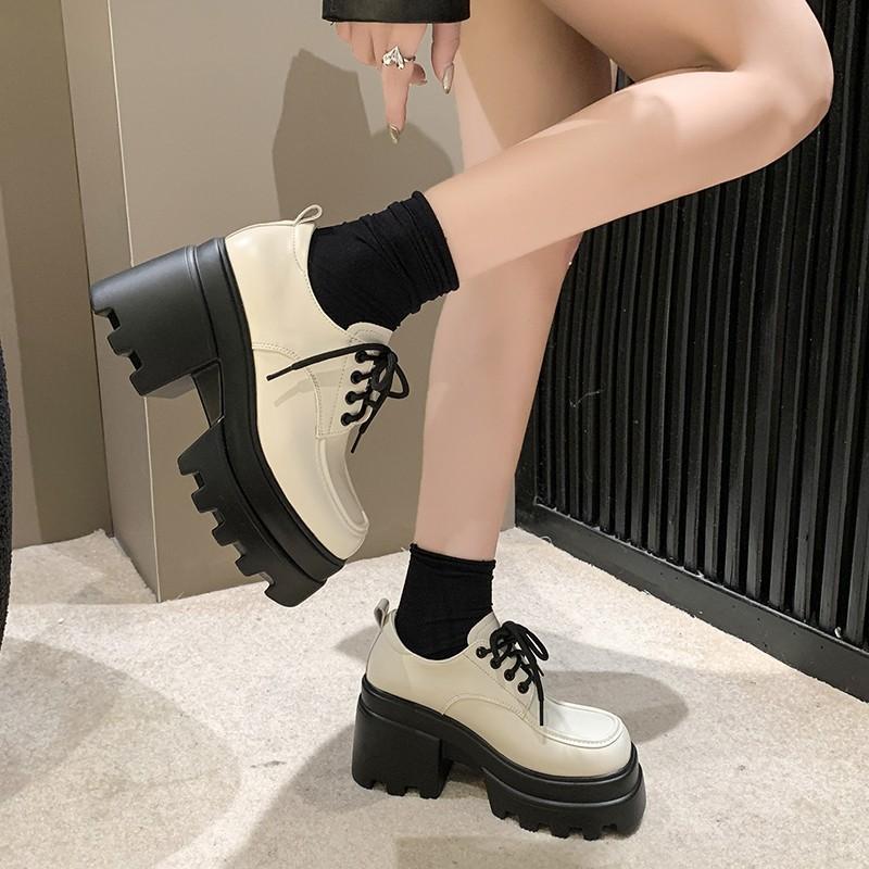 

Женские туфли из натуральной кожи на британской подошве, новинка осени 2025 года с юбкой, туфли Мэри Джейн, мокасины с квадратным носком и шнуровкой 34