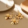 Popular European and American Exaggerated Oversized Flower Necklace Earrings Set Jewelry Dress Banquet Party Accessories Gold