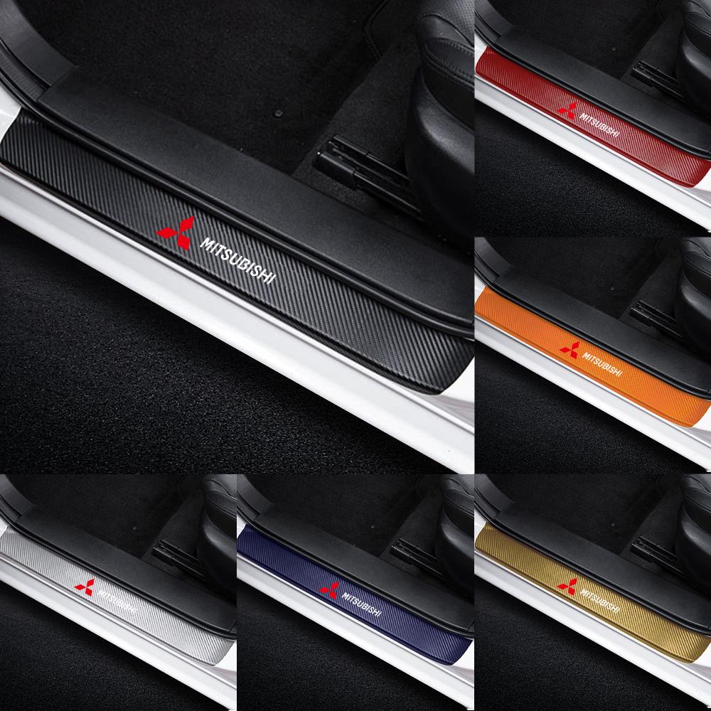 4PCS Car Door Sill Pedal Carbon Fiber Protective Sticker Anti-scratch And Waterproof For Mitsubishi Ralliart Lancer EX Outlander