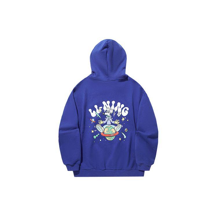 Li Ning X Steven Harrington Kreslené Anime Písmeno Mikina Unisex Mikiny Stínově Fialová Modrá AWDTD07-1