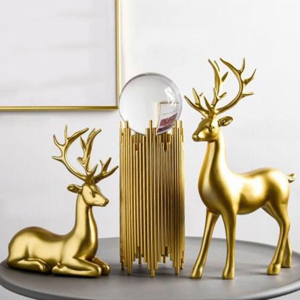Creative Deer Desktop Ornament Modern Christmas Deer Statue Minimalist Elk Figurine  TV Cabinet
