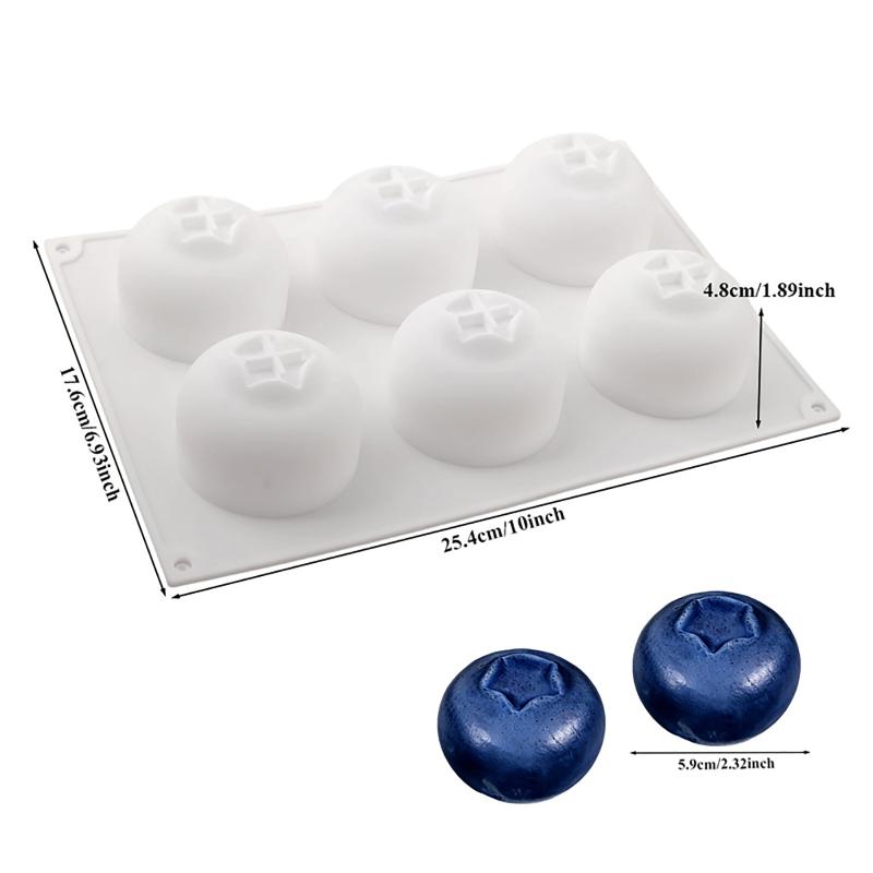 6 Cavity Blueberry Design Mousse Cake Mold Fruit Shaped Dessert Mold Diy Silicone Baking Mold For Chocolate Pudding Bakeware