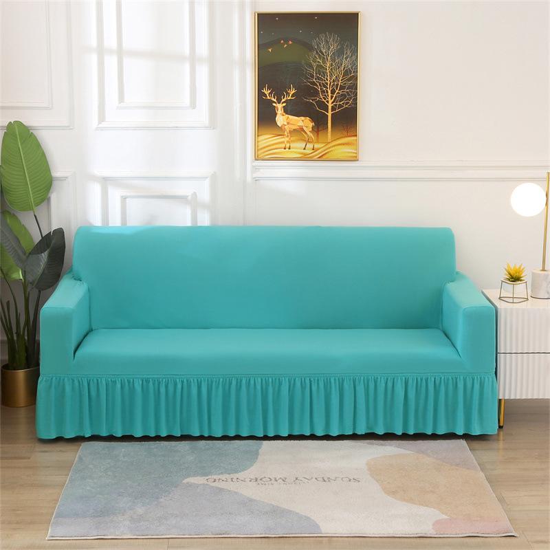 Elastic Hem Solid Color Sofa Cover - Simple Modern Design, All-Season Universal Fit