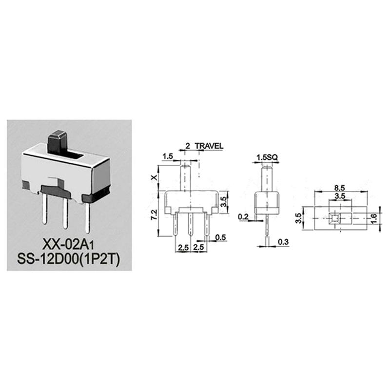 10Pcs High Quality Toggle Switch Ss12D00 Interruptor On-Off Mini Slide Switch 3Pin 1P2T 2 Position