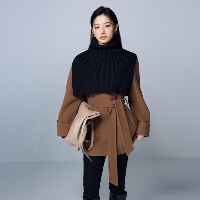 Sancai 2025 Winter Women's Mid-Length Loose Fit Double-Faced Wool Coat