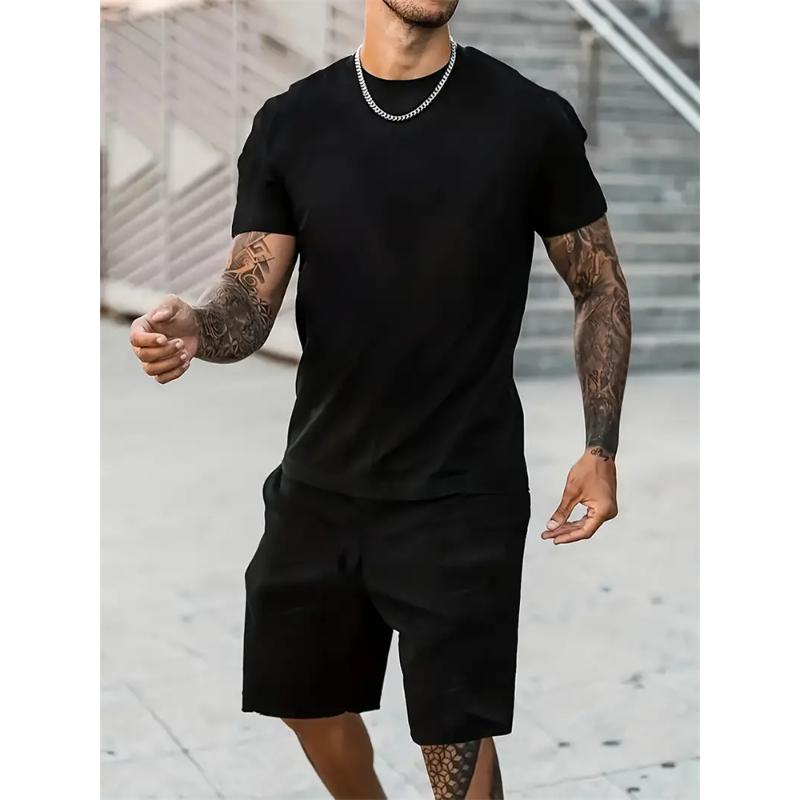 2024 New Summer Sportswear Men's Short Sleeve Shorts 2 Piece Set Men's Street Camouflage Print Trendy Shorts Set Men's Clothing
