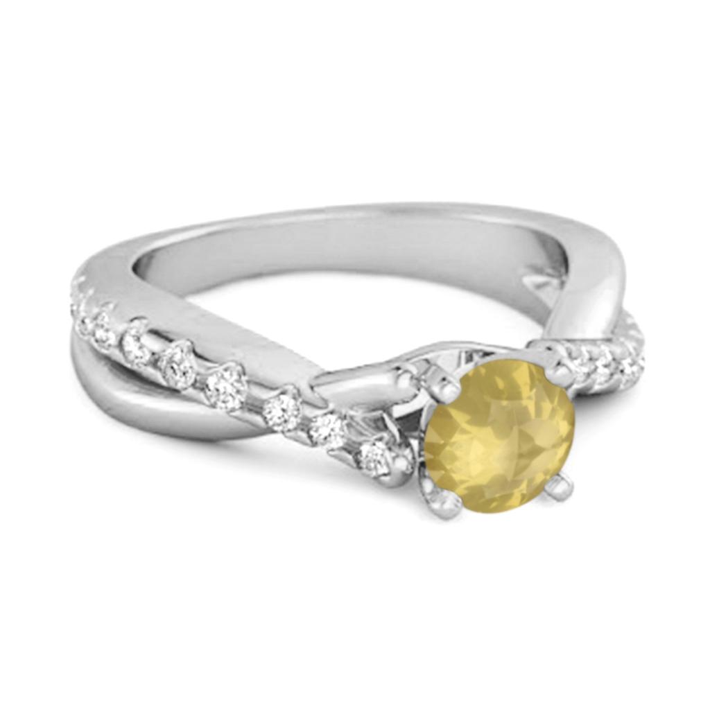 Lemon Quartz Crisscross Stackable Ring - 925 Sterling Silver