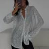 Sequin Loose Fashion Shirts Female Casual Lapel Cardigan  New Outwear Glitter Party Blouse Luxury Women's Shirt