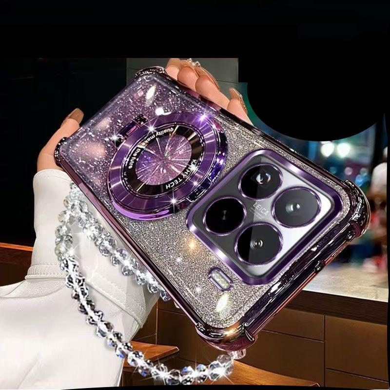 Crystal Bracelet Magnetic Stand Phone Case on For Tecno Spark 40 Pro Plus 40C Spark 20 20C 10 Pro Slirm Glitter Shockproof Cover