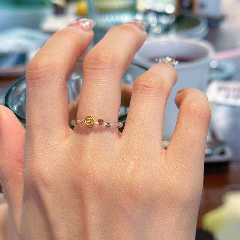 Handmade New Chinese-style Rainbow Tourmaline Ring for Women, Niche Vintage Light Luxury High-end Ring