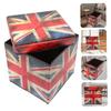 ABOOFAN Flag Storage Box, British Flag Ottoman, Storage Stool, Storage Chest, Footrest, Folding Step Stool, Footstool with Storage, Kids Toy