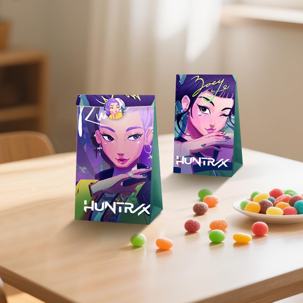 Bag Flat Mouth Gift Bag Sticker Four Styles Eight Patterns 12 Paper Bags 12Stickers Holiday Gift Bags