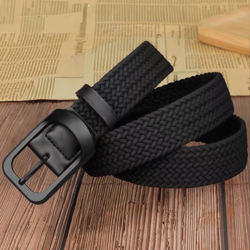 Men's & Women's Versatile Canvas Leather Belt - Elastic, No-Punch Pin Buckle, Casual & Trendy