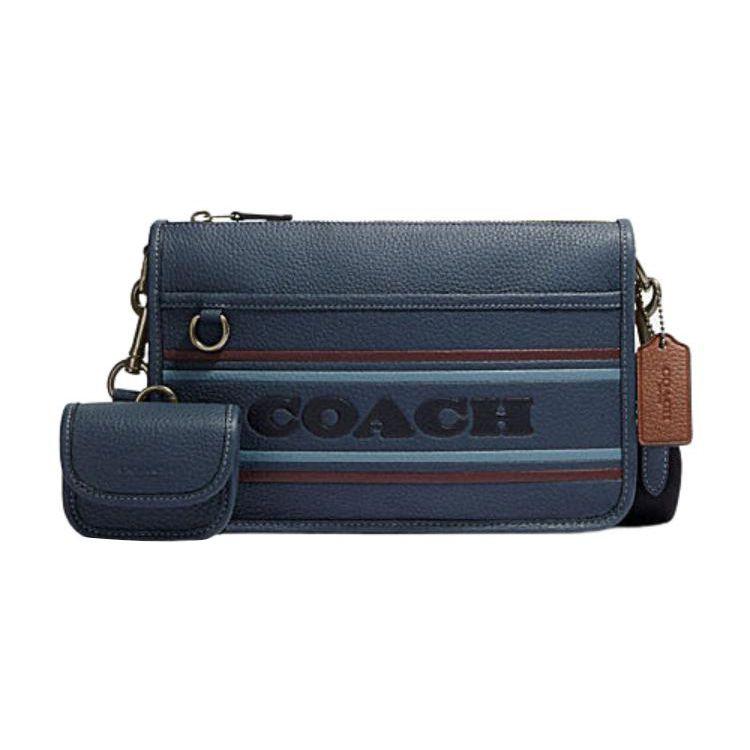 Coach Heritage 25 Zipper Closure Leather And Fabric Medium Shoulder Crossbody Bag Women bags Dark-Blue CG998-QBDEI Basic Set (Bag+Dust Bag)