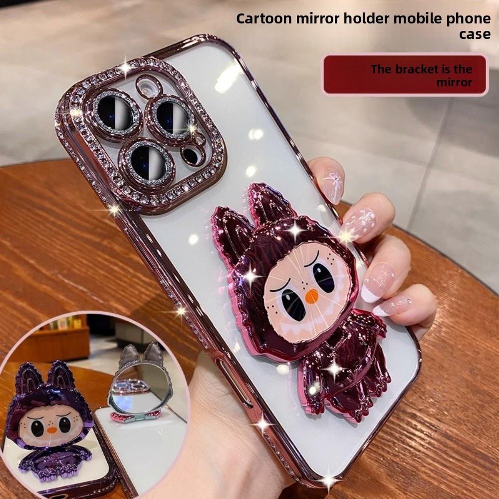 Mirror Holder Applies To Apple 17promax Mobile Phone Case Rhinestone IPhone15 16 Cartoon Cute