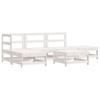 6 Piece Garden Lounge Set with Cushions White Solid Wood