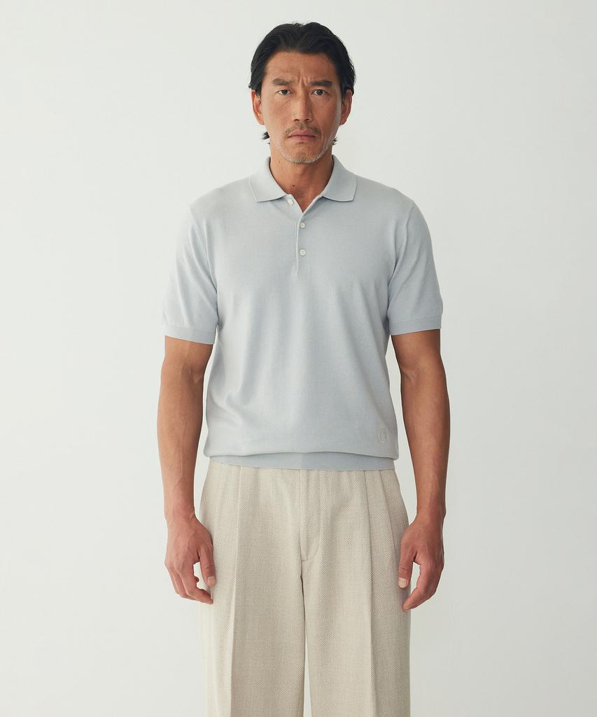 MAN ON THE BOON Cashmere Blend Short Sleeve Polo Knit_Grey 4716113039