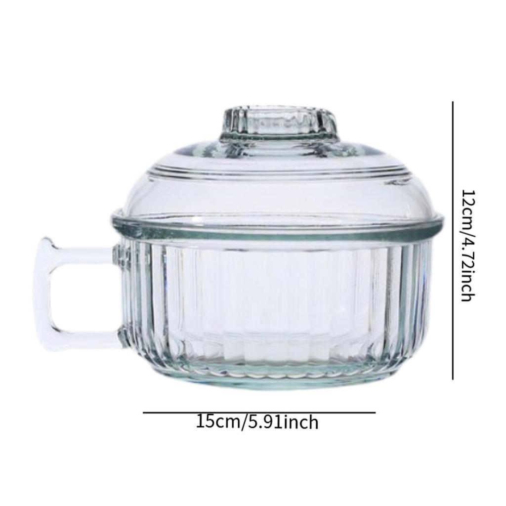Glasnudelschalen Studentenwohnheim Eintopfschale mit Deckel und Griff für Suppe Milch Salat