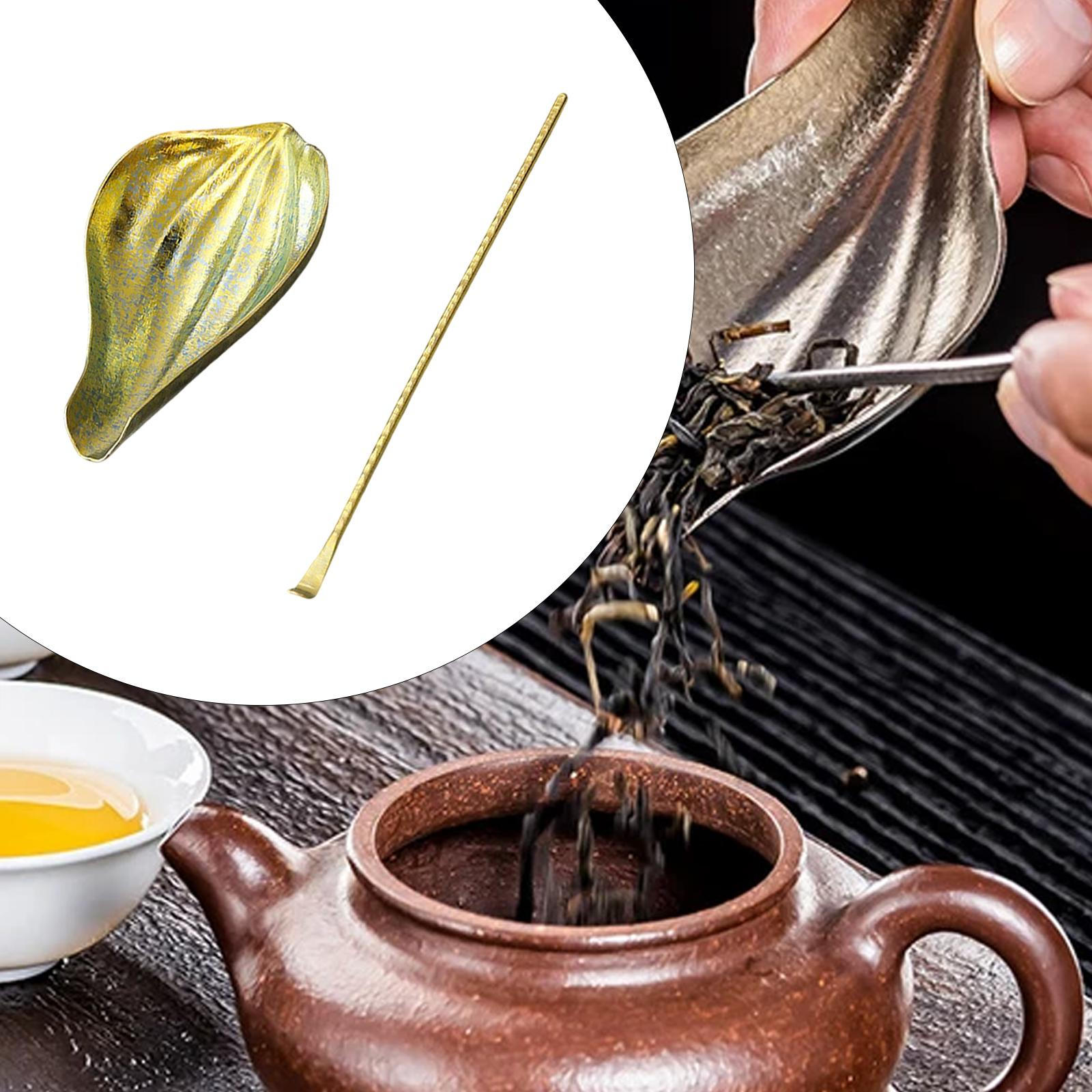 

Чайная ложка и подставка для посуды, церемония кунг-фу, держатель для листьев ручной работы, чайная ложка для комнаты золотой