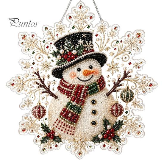 Funkelndes Edelstein-Kunstprojekt Weihnachts-Faux-Perlen-Malerei Sonnenfänger-Set, Acryl-Schneeflockenförmige Platte mit Spitze Kreatives Geschenk für Frauen Kante, 3D