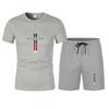 Summer 2025 Men's Trendy Mesh Short Sleeve T-Shirt & Casual Sports Loose Two-Piece Set