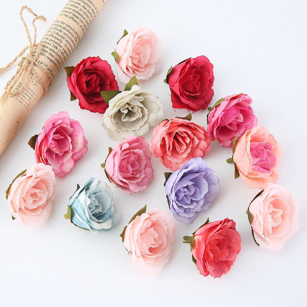 10/20Pcs Artificial Flower Heads Home Room Decoration Bridal DIY Flower Wreath Craft Handmade Gift Box Wedding Decor Accessories
