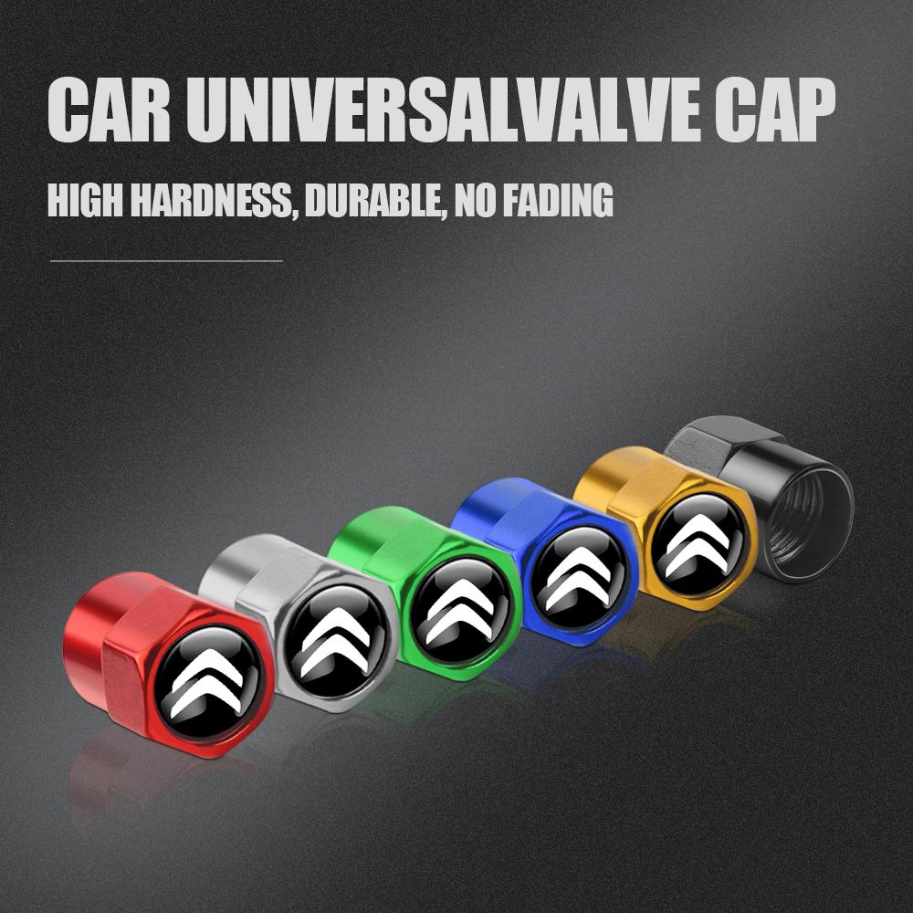 4pcs Car Metal Badge Wheel Tire Valve Caps Stem Cover For Citroen C1 C2 C3 VTS C4 Saxo C4L C5 C6 C8 Xsara Picasso C-ELYSEE DS aml123