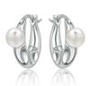 Sparkling Pearl Heart Hoop Earrings 925 Silver Bat Ghost Halloween Earrings Luxury Women Fine Jewelry Gift